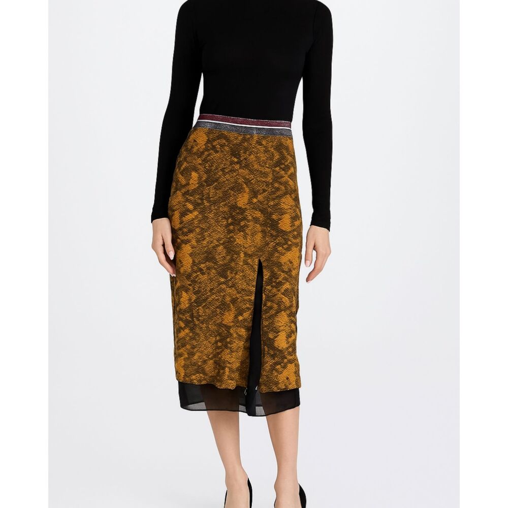 SAYLOR Snake Print Midi Skirt‎ Yellow Medium